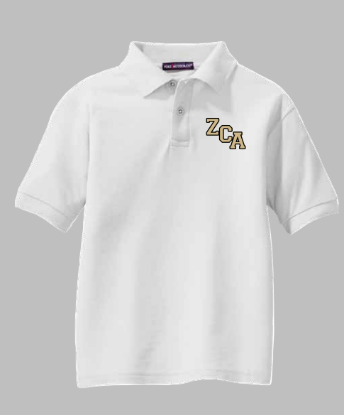 Youth Cotton/Poly Polo | White